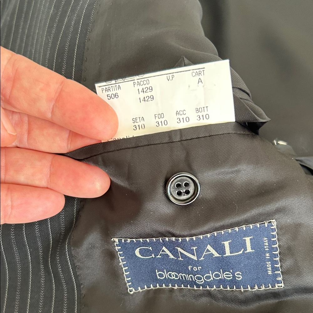Canali Charcoal Pinstripe Men's Blazer. Size 56. Pure Wool. - Picture 14 of 16